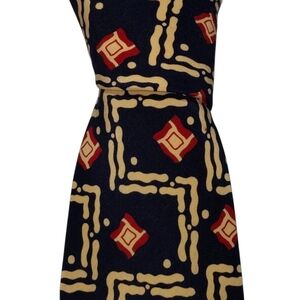 Vintage Polo Ralph Lauren Silk Necktie Mens Navy Blue Cream Designer Tie EUC